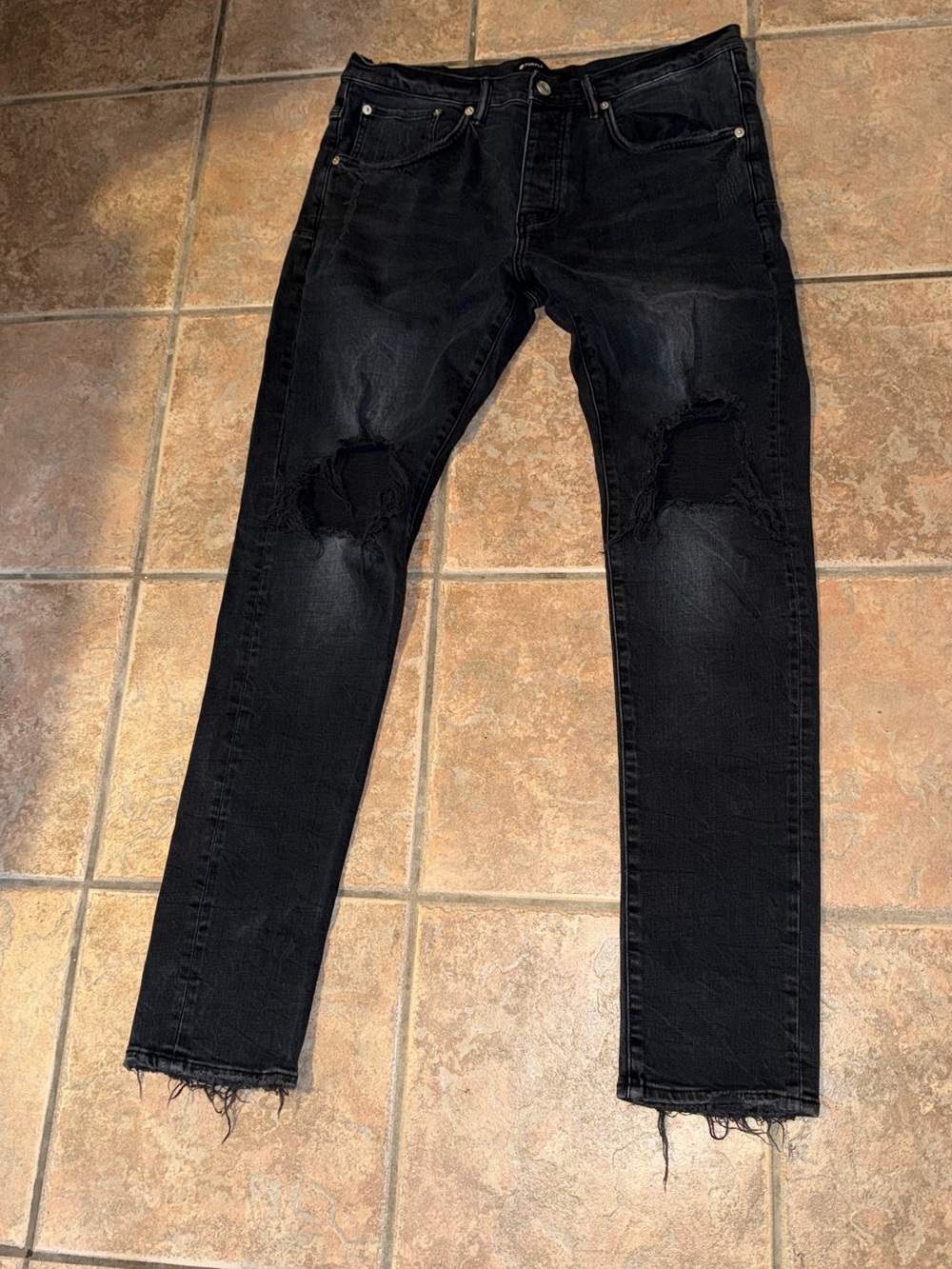 Men's Black Skinny Distressed Jeans